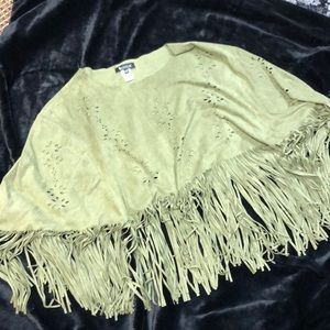 Fringe ultra suede cape